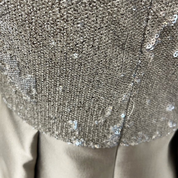 New with tags. Kevan Hall champagne dress with sequin top and short sleeves - Picture 4 of 4